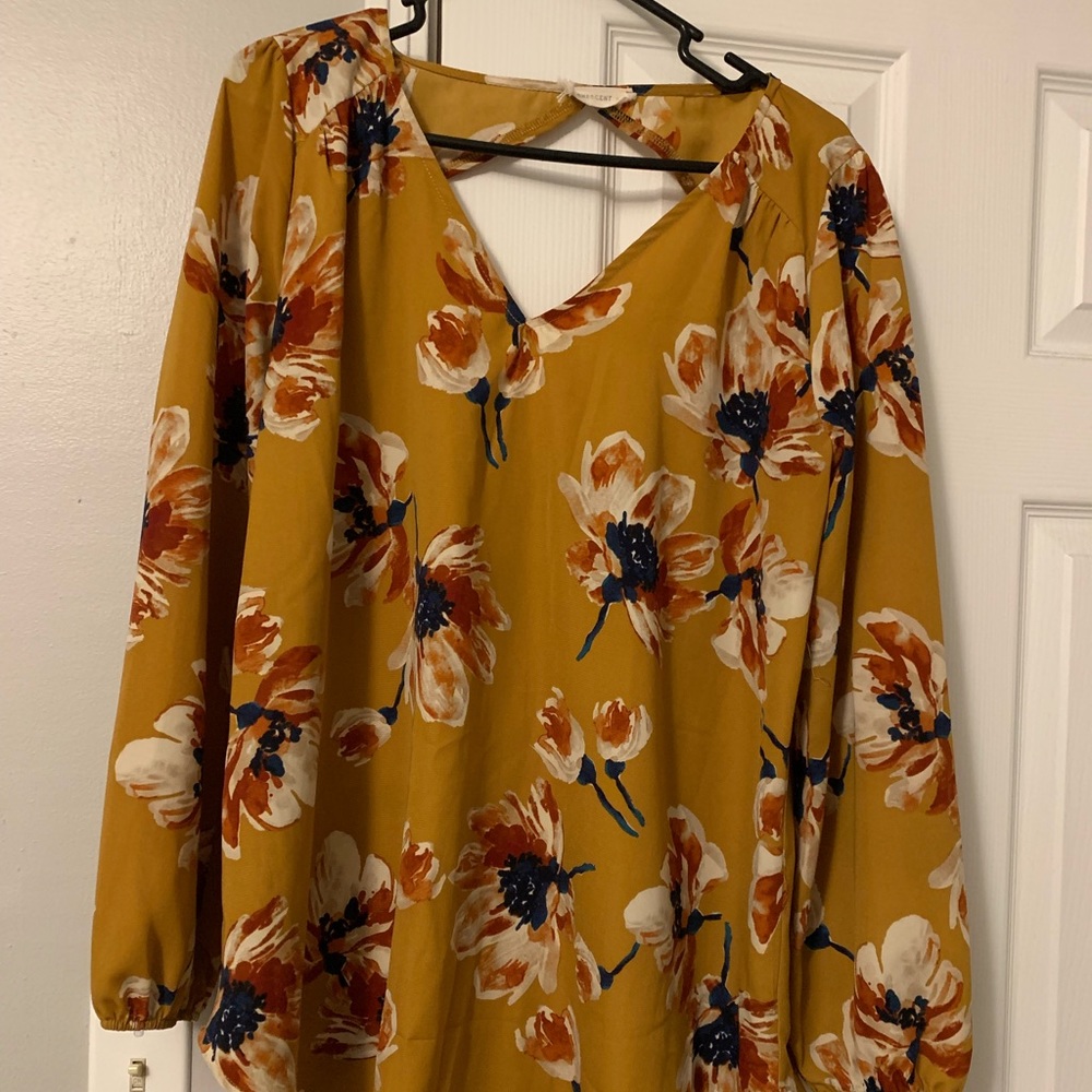 Mustard floral blouse